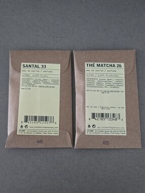New Never Used Sealed Le Labo sample duo SANTAL 33 & THE MATCHA 26